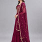 Wine Georgette Embellished Lehenga