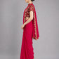Pink Silk Blend Plain Saree