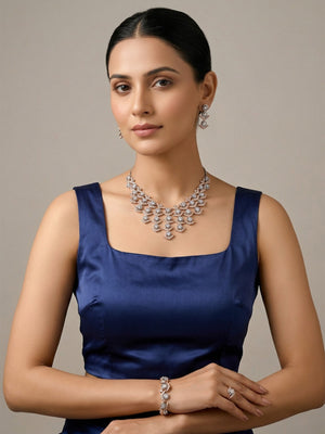 Rajwada Golden And Grey Alloy Stone Work Jewellery Set For Women