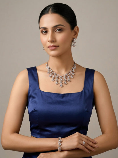 Rajwada Golden And Grey Alloy Stone Work Jewellery Set For Women