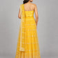 Yellow Net Embroidered Lehenga