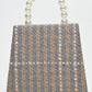 Rajwada Grey And Brown Jute Embellished Clutch For Women