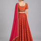 Orange Silk Blend Embroidered Lehenga