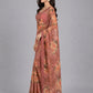 Peach Silk Blend Embellished Saree