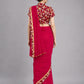 Pink Silk Blend Plain Saree