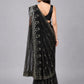 Black Net Embellished Saree