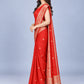 Red Silk Blend Solid Saree