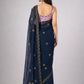 Teal Blue Silk Blend Embellished Saree