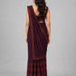 Wine Velvet Embellished Saree