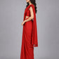 Red Silk Blend Plain Saree
