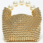 Rajwada Golden Pearl Embellished Hand Bag For Women