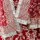 Red Silk Blend Embellished Lehenga