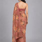 Peach Silk Blend Embellished Saree