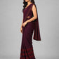 Wine Velvet Embellished Saree