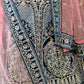 Teal Blue Silk Blend Embellished Lehenga