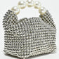 Rajwada Silver Pearl Embellished Hand Bag For Women