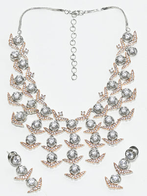 Rajwada Golden And Grey Alloy Stone Work Jewellery Set For Women