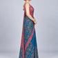 Teal Blue Georgette Embellished Saree