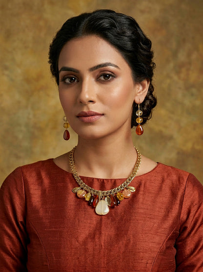 Rajwada Golden Stone And Pearl Jewellery Set For Women