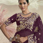 Rajwada Dark Purple Organza Embellished Elegant Saree For Women