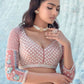 Rajwada Peach Georgette Embellished Semi-Stitched lehenga For Women