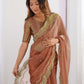 Rajwada Brown Silk Blend Embellished Solid Saree For Women