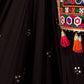 Rajwada Black Cotton Blend Embroidered Semi-Stitched lehenga For Women