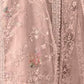 Rajwada Peach Organza Embroidered Semi Stitched Kurta Set For Women