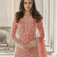 Rajwada Peach Silk Blend Embroidered Semi Stitched Kurta Set For Women