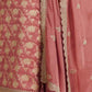 Rajwada Mauve Jacquard Embroidered Semi Stitched Kurta Set For Women