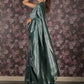 Rajwada Dark Green Woven Silk Blend Saree With Unstitched Blouse For Women