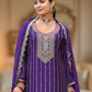 Rajwada Purple Chinon Embroidered Stitched Kurta Set For Women