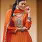Rajwada Orange Chinon Embroidered Stitched Kurta Set For Women