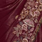 Rajwada Maroon Satin Embroidered Elegant Saree For Women
