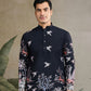Rajwada Black Viscose Silk Embroidered Stitched Kurta For Men