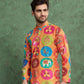 Rajwada Multicolor Rayon Printed and Embroidered Stitched Kurta For Men