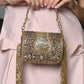 Rajwada Gold And Magenta Tassels Structured Clutch For Women