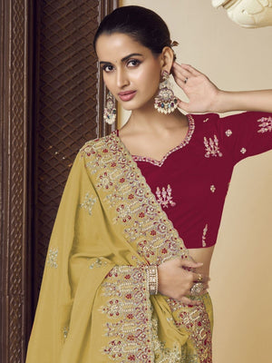 Rajwada Yellow Georgette Embroidered Elegant Saree For Women