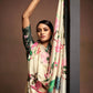 Rajwada Cream Satin Printed Saree With Unstitched Blouse For Women