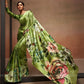 Rajwada Olive Satin Printed Saree With Unstitched Blouse For Women