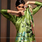 Rajwada Olive Satin Printed Saree With Unstitched Blouse For Women