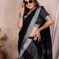 Rajwada Black Cotton Blend Solid Saree For Women