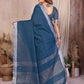 Rajwada Teal Blue Cotton Blend Solid Saree For Women