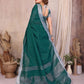 Rajwada Teal Green Cotton Blend Solid Saree For Women