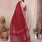 Rajwada Maroon Cotton Blend Solid Saree For Women