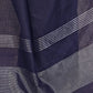 Rajwada Navy Blue Cotton Blend Solid Saree For Women