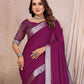 Rajwada Wine Cotton Blend Solid Saree For Women