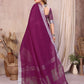 Rajwada Wine Cotton Blend Solid Saree For Women