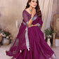 Rajwada Wine Cotton Blend Solid Saree For Women