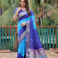 Rajwada Royal Blue And Sky Blue Silk Blend Embroidered Saree For Women